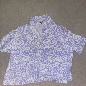 Purple and white swirl Hawaiian button up, AS